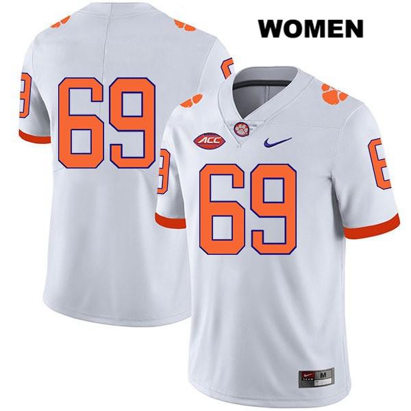 Women's Clemson Tigers #69 Marquis Sease Stitched White Legend Authentic Nike No Name NCAA College Football Jersey WYX5446JG